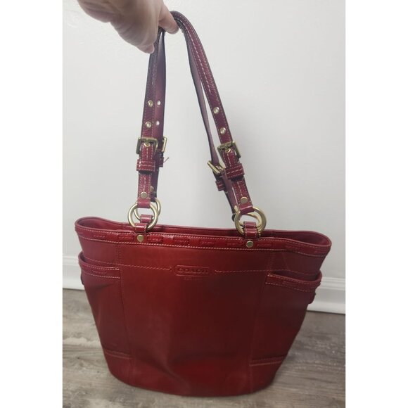 Coach Gallery Vintage Shoulder Tote Bag E0773-11230 Red Leather Bucket